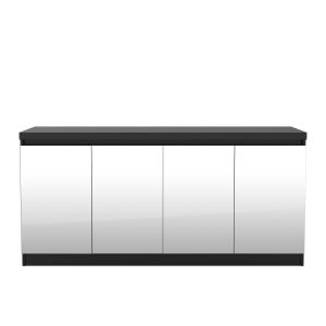 Manhattan Comfort Viennese 62.99 In. 6- Shelf Buffet Cabinet With Mirrors In Black Matte