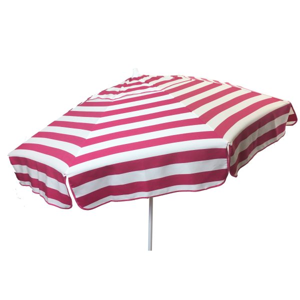 Italian 6 Ft Umbrella Acrylic Stripes Pink And White - Patio Pole