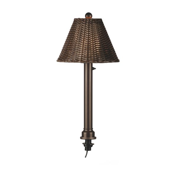 Umbrella Table Lamp 17777 With 2 Bronze Tube Body And Walnut All-Weather Wicker Shade