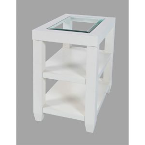 Urban Icon Glass Inlay Chair Side End Table With Storage