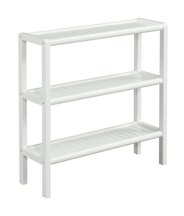 Newridge Home Solid Wood Abingdon Console, Stand, Bookcase, Shoe Rack, 3 Tier, White