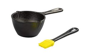 Lodge LMPB21 Cast Iron Silicone Brush Melting Pot, 15.2 oz, Black