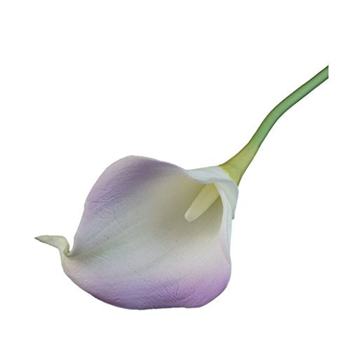 Angel Isabella, LLC 20pc Set of Keepsake Artificial Real Touch Calla Lily with Small Bloom Perfect for Making Bouquet, Boutonniere,Corsage (Lavender Trim)