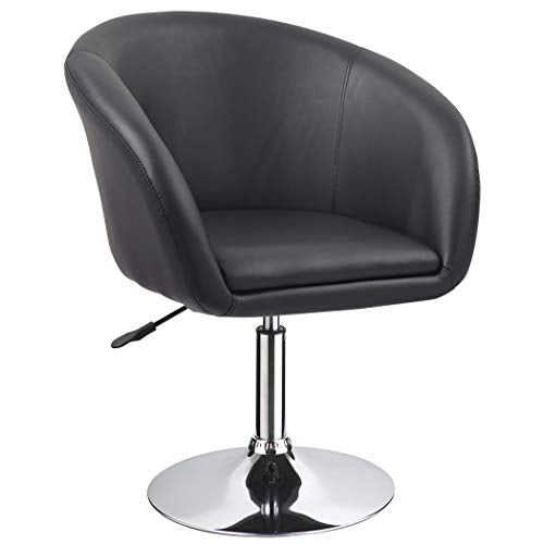 Duhome Jumbo Size Luxury PU Leather Contemporary Round Swivel Accent Chair Tufted Adjustable Lounge Pub Bar (Black)