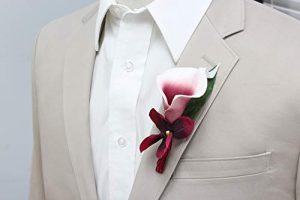Angel Isabella, LLC Boutonniere- Picasso Burgundy Keepsake Real Touch Calla Lily pin Included