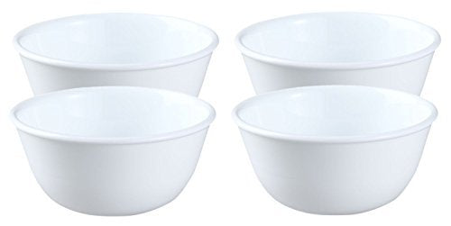 Corelle Livingware 12-Ounce Soup/Dessert-cup, Winter Frost White (4 Bowls)