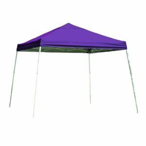 12x12 Slant Leg Pop-up Canopy, Purple Cover, Black Roller Bag
