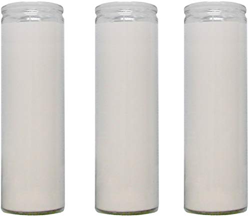 5 to 7 Day White Sanctuary Candle 3 Pack, Clear Glass, Paraffin Wax Novena Vigil