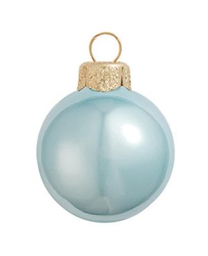 12ct Pearl Sky Blue Glass Ball Christmas Ornaments 2.75 (70mm)