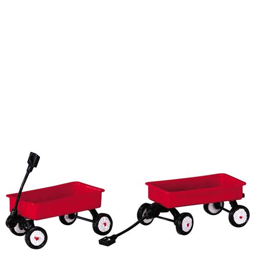 2004 Red Wagons Set of 2 Christmas Village Accessories by Lemax