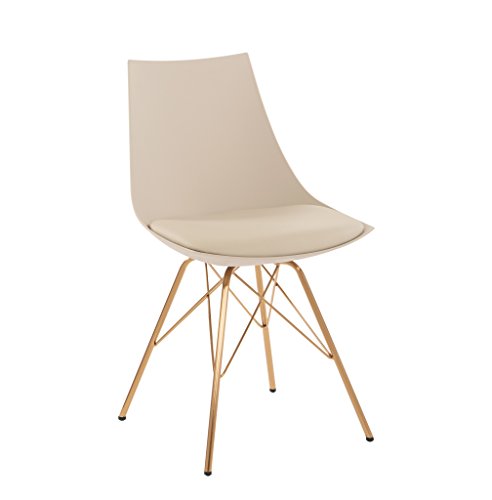 AVE SIX Oakley Faux Leather Task Chair with Gold Chrome Base, Cream