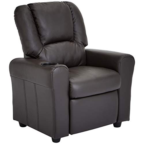 JC Home Bilbao Kids Recliner with Cup Holder and Headrest, Mocha Brown