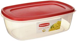 Rubbermaid 6640210 711717439723 Plastic Easy Find Food Storage Container, BPA-Free, 40 Cup / 2.5 Gallon, Pack of 2, 2, Clear With Red Lid