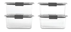Rubbermaid Brilliance Food Storage Container, BPA-Free Plastic, Medium Deep, 4.7 Cup, 4-Pack, Clear