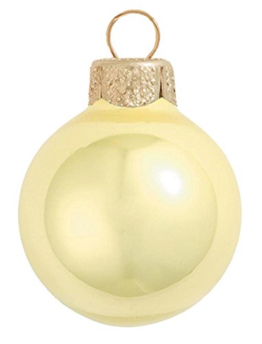 40ct Pearl Soft Yellow Glass Ball Christmas Ornaments 1.25 (30mm)