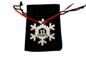 11 Years Cut Out Metal Snowflake Christmas Tree Hanging Decoration - 11th Wedding Anniversary