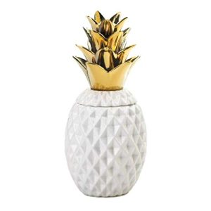 Accent Plus 10018753 13 Gold Topped Pineapple JAR Set, White