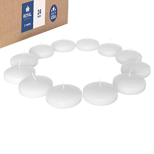 Royal Imports Floating Candles Unscented Discs for Wedding, Pool Party, Holiday & Home Decor, 3 Inch, White Wax, Bulk Set of 24