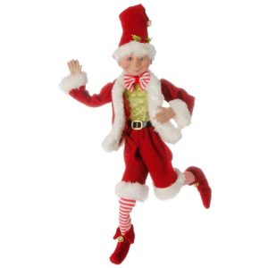 16 inch Posable Elf in Santa Outfit Christmas Decor by Raz Imports