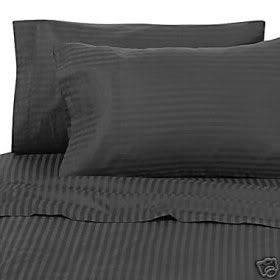 4 Piece LUXURIOUS 1200 Thread Count QUEEN Size Goose Down Alternative Comforter SET 100%?EGYPTIAN COTTON, BLACK Stripe?Color, 1200 TC - 750FP - 50Oz.
