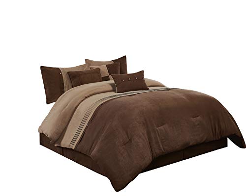 Chandler 7-Piece Western Lodge Micro Suede Comforter Set (King, Brown)