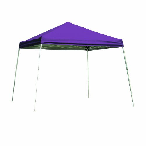 10x10 Slant Leg Pop-up Canopy, Purple Cover, Black Roller Bag