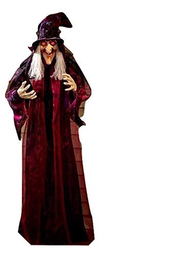 KNL Store 71 Life Size Hanging Animated Talking Witch Halloween Haunted House Prop Decor (1)