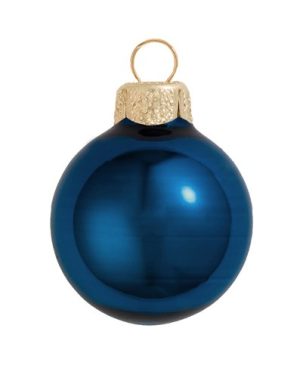 12ct Shiny Midnight Blue Glass Ball Christmas Ornaments 2.75 (70mm)