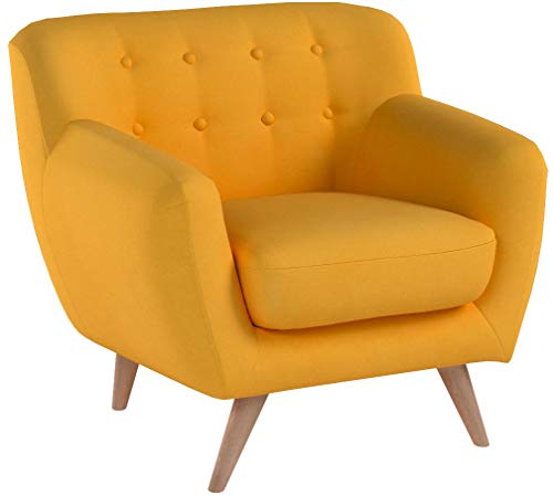 Case Andrea Milano Mid Century Modern Tufted Button Living Room Accent Chair (Yellow)