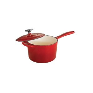 Tramontina 80131/061DS Enameled Cast Iron Covered Sauce Pan, 2.5-Quart, Gradated Red