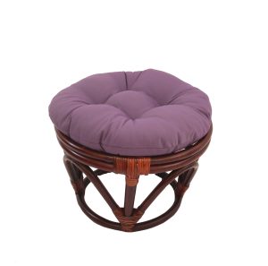 Rattan Footstool with Twill Cushion -Grape