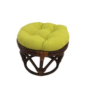 Rattan Footstool with Twill Cushion -Mojito Lime