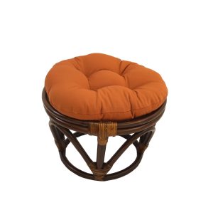 Rattan Footstool with Twill Cushion -Spice