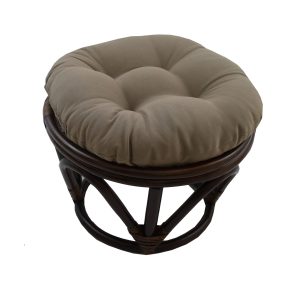 Rattan Footstool with Twill Cushion -Toffee