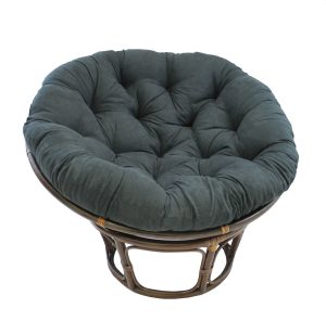 Rattan 42-Inch Papasan Chair with Micro Suede Cushion -Black