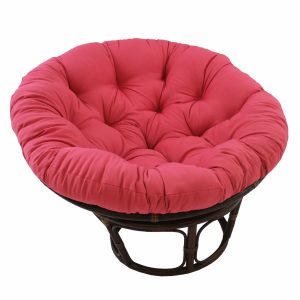 42-Inch Rattan Papasan Chair with Solid Twill Cushion -Bery Berry