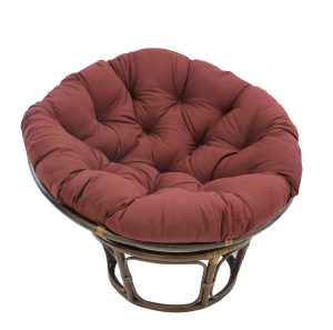 42-Inch Rattan Papasan Chair with Solid Twill Cushion -Burgundy