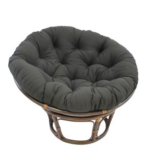 42-Inch Rattan Papasan Chair with Solid Twill Cushion -Black