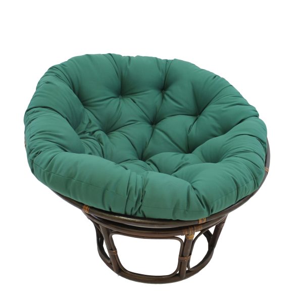 42-Inch Rattan Papasan Chair with Solid Twill Cushion -Forest Green