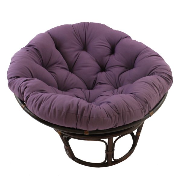 42-Inch Rattan Papasan Chair with Solid Twill Cushion -Grape