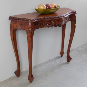 Windsor Carved Wood Console Table - Walnut