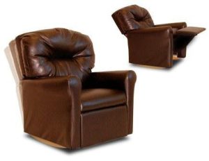 Dozydotes Contemporary Child Rocker Recliner Chair - Pecan Brown Leather-Like