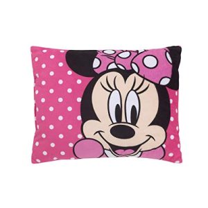Disney Minnie Mouse Bright Pink Soft Plush Decorative Toddler Pillow, Pink, White, Black