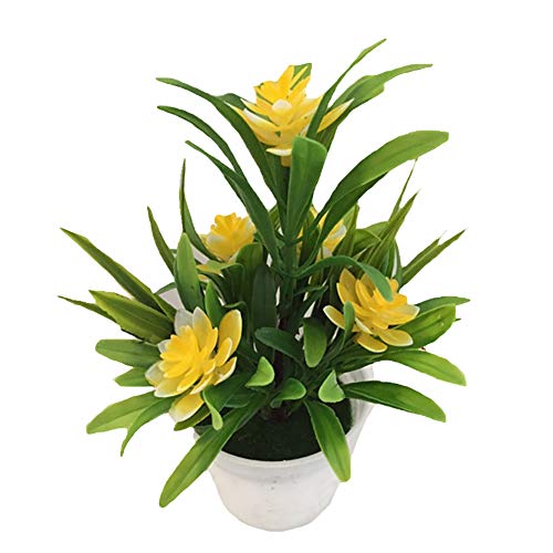soAR9opeoF Artificial Fake Lotus Flower Potted Plant Bonsai for Home,Living Room,Office,Party,Wedding,Prom,Birthday,Events,Hotel,Bookstore,Cafe-Store and All Kinds of Occasion's Decoration Yellow