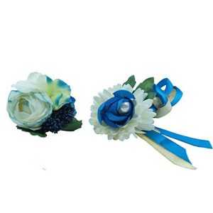 Abbie Home Real Touch Prom Corsage Boutonniere Set Flower Pin Wristlet for Party (X007BL)