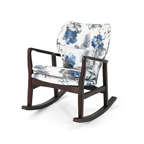 Christopher Knight Home 306102 Balen Mid Century Modern Upholstered Rocking Chair, Print, Dark Espresso
