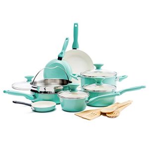 GreenPan CC002482-001 Rio Ceramic Cookware Set, CC002482-001, Turquoise