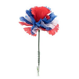 Royal Imports 100 Red/White/Blue Flag Silk Carnations, Artificial Fake Flower for Bouquets, Weddings, Cemetery, Crafts & Wreaths, 5 Stem Pick (Bulk)