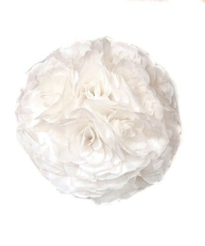 Elegant 10 Inch Satin Flower Ball for Wedding Party Ceremony Decoration (white)