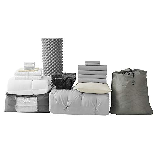 College Dorm Bedding Pack - Twin XL - Pin Tuck Glacier Gray Color Set